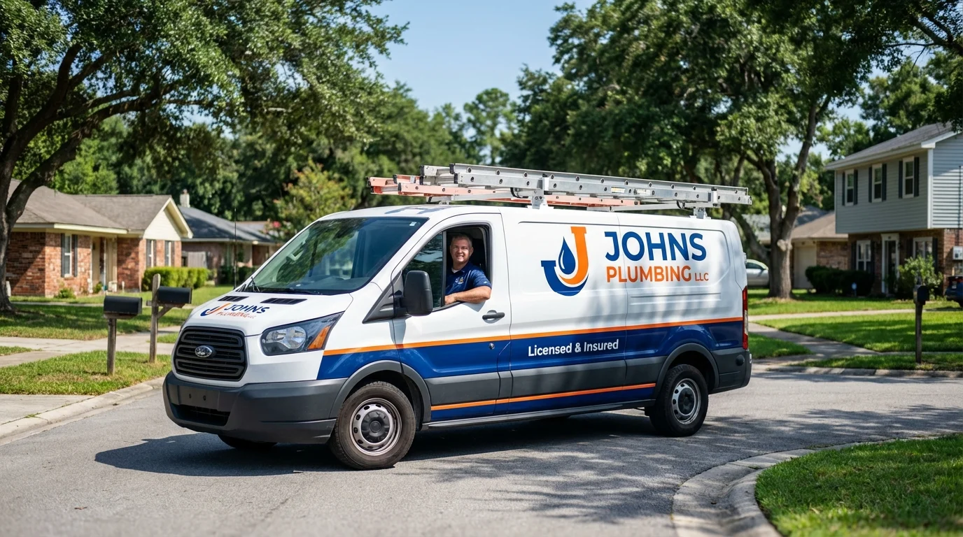 Johns Plumbing LLC service van in Carbondale, KS