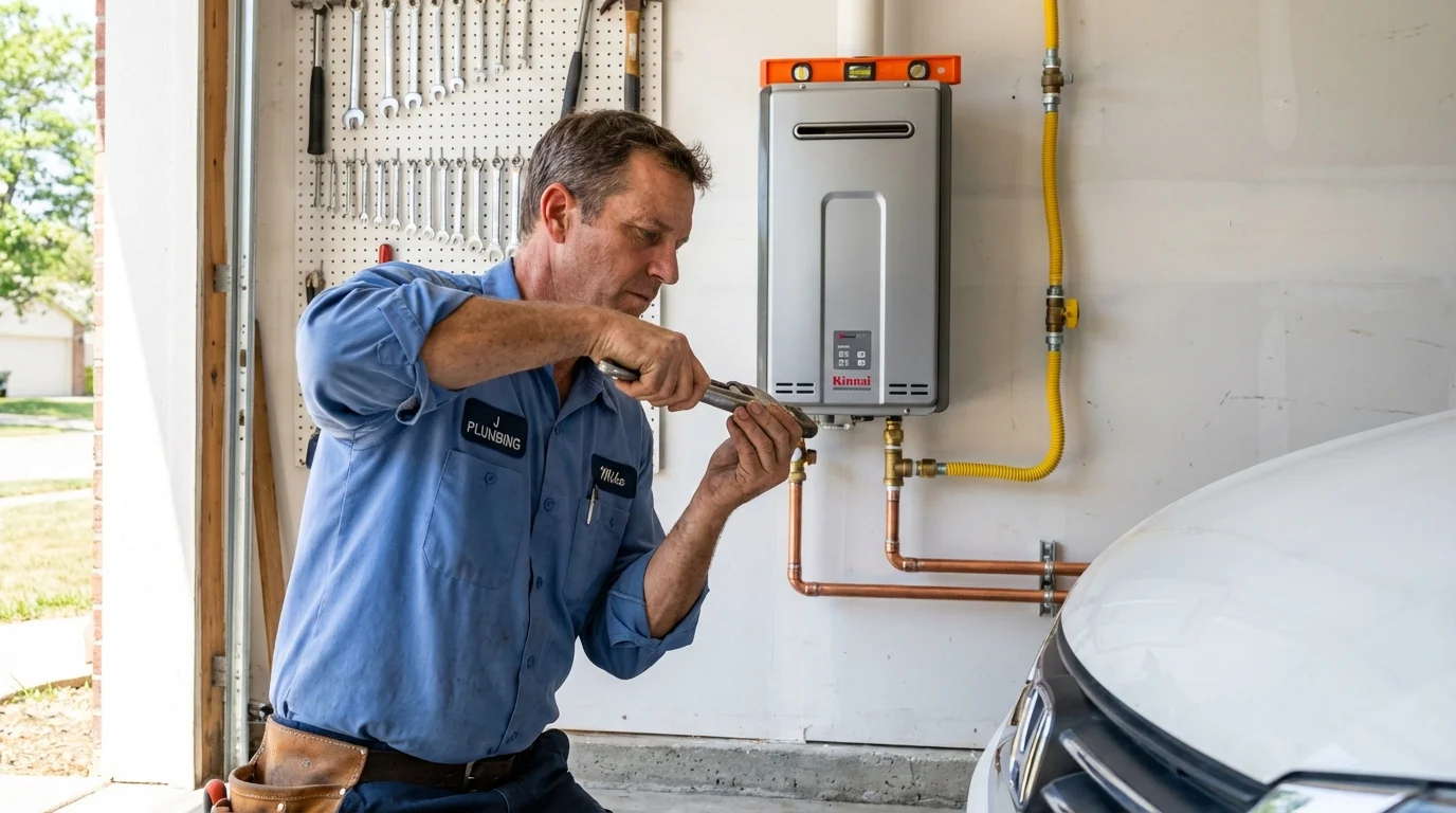 Tankless water heater installation by a Johns Plumbing LLC plumber in Carbondale